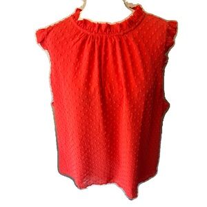J CREW SUMMER TOP WITH RUFFLES ON THE SHOULDERS CORAL COLORED SIZE 2X NWT